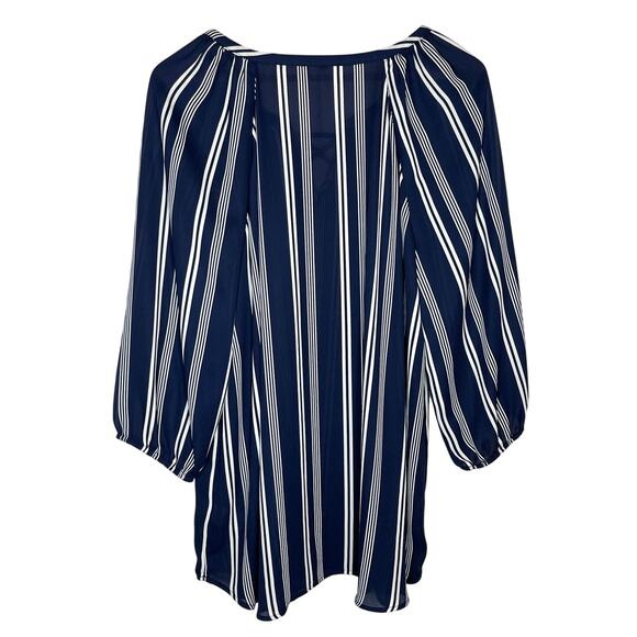 Maurices Striped Lattice Tunic Pop Over Blouse Size Large - Picture 6 of 8